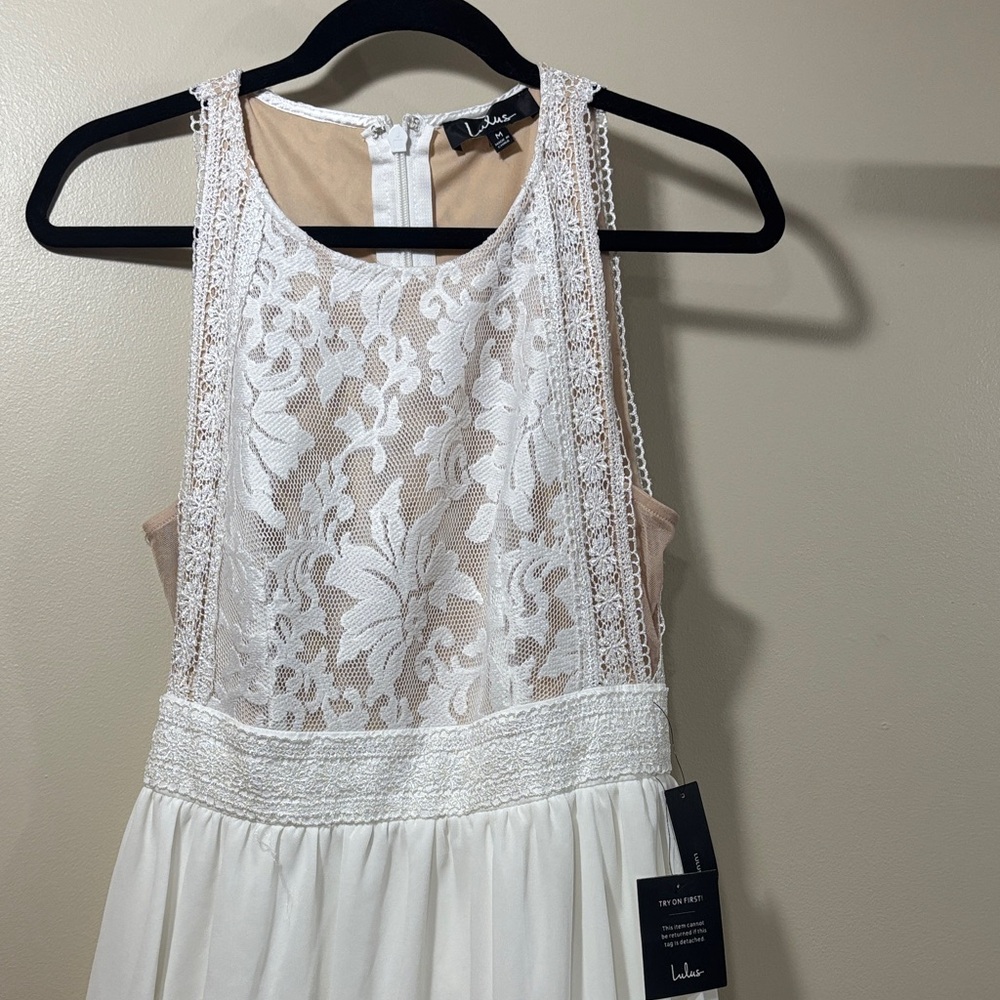 Lulu's White Lace Maxi Dress